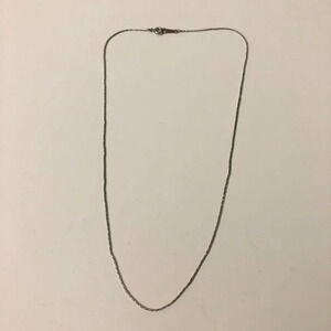 Thin Chain Necklace  Silver Tone Stamped 18KGP